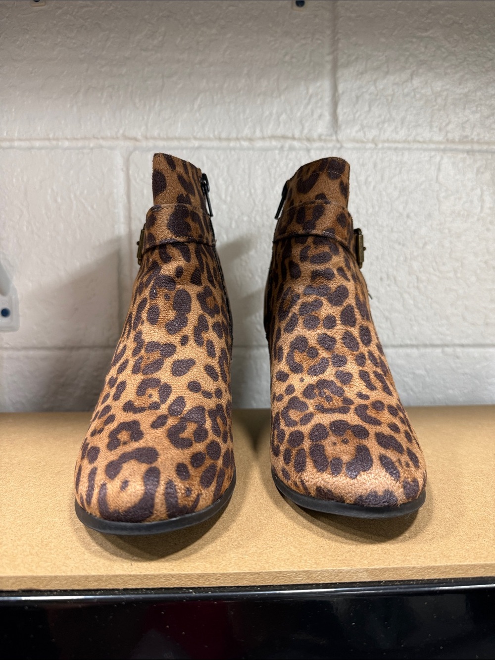 Leopard Print Women's Ankle Booties - Brown